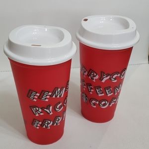 2 pcs Starbucks Merry Coffee red 2019 reusable cup